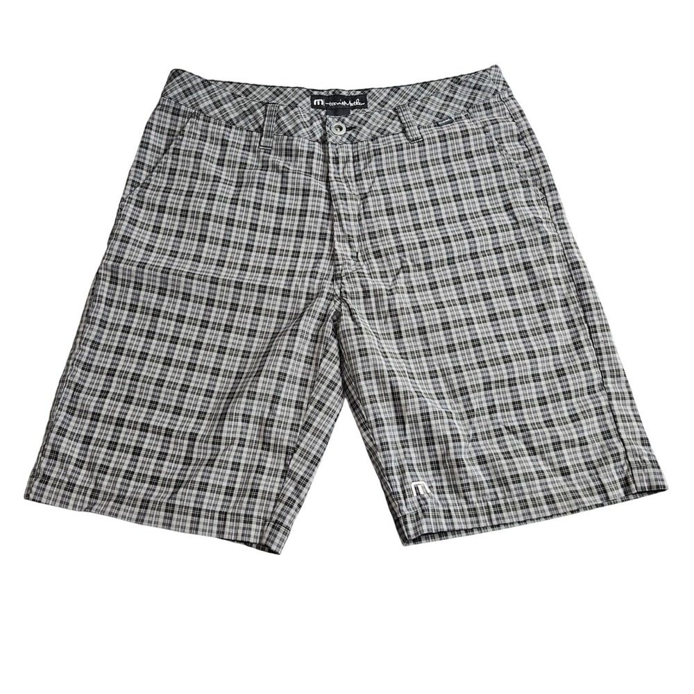 Travis Mathew Golf Shorts Mens 32 Gray Plaid Performance Athleisure Resortwear